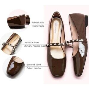 (E) C.Paravano Chocolate Patent Leather Mary Jane Ballet Flats*(Size Various)